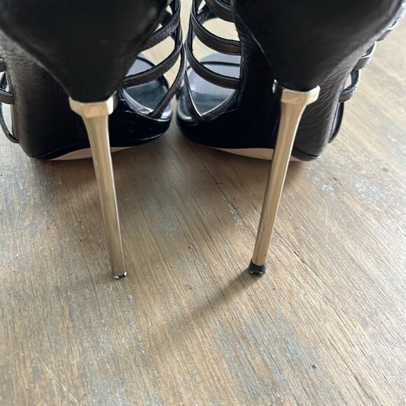 Brian Atwood Pumps Marseille Gladiator Metal Heels Sandals Shoes 7.5- 38 - Picture 9 of 14
